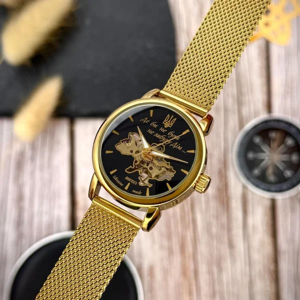 Класичний жіночий годинник Awarder 028L Gold-Black Де би не була фото 8