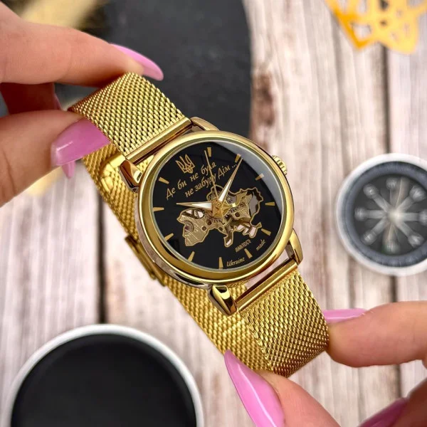 Класичний жіночий годинник Awarder 028L Gold-Black Де би не була фото 6