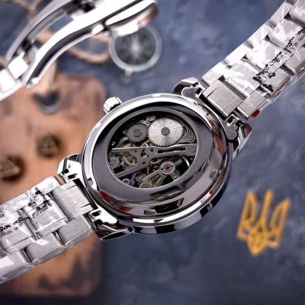 Класичний чоловічий годинник Awarder 022 Silver-Black Mechanic Metall Не Забуду Дім фото 7