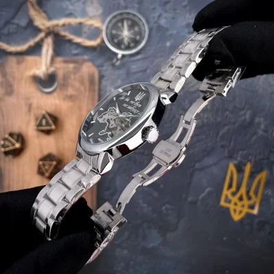 Классические мужские часы Awarder 022 Silver-Black Mechanic Metall Не забуду Дом