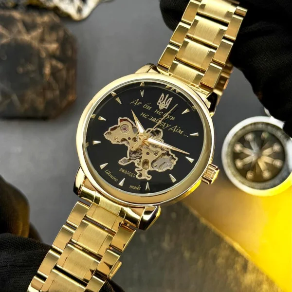 Класичний чоловічий годинник Awarder 022-3D Не Забуду Дім Gold-Black Steel фото 3