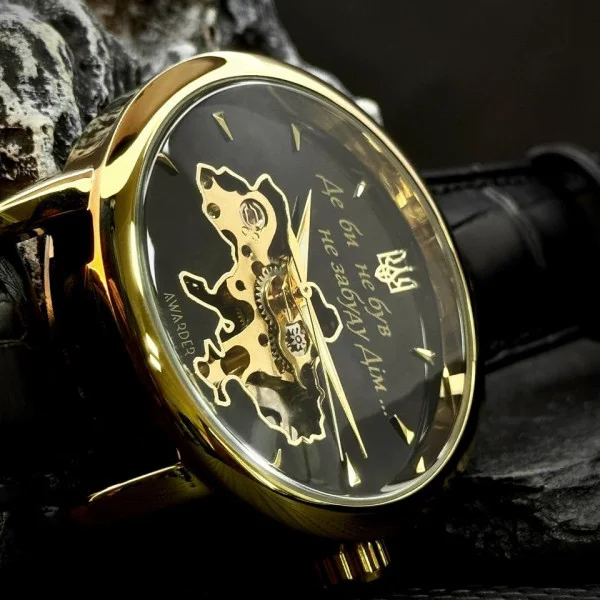 Класичний чоловічий годинник Awarder 022-3D Не Забуду Дім Gold-Black фото 6