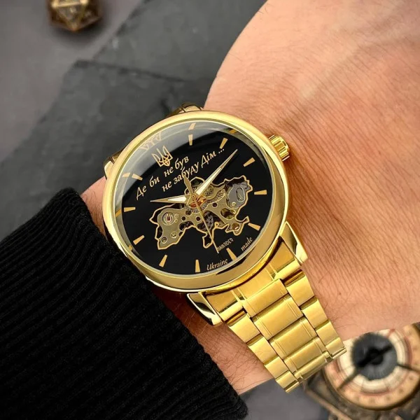 Класичний чоловічий годинник Awarder 022 Gold-Black Automatics Metall Не Забуду Дім фото 3
