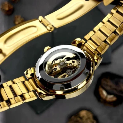 Классические мужские часы Awarder 022 Gold-Black Automatics Metall Не Забуду Дом