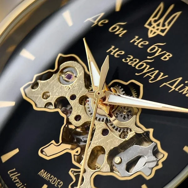 Класичний чоловічий годинник Awarder 022 Black-Gold Automatics Metall Не Забуду Дім фото 7