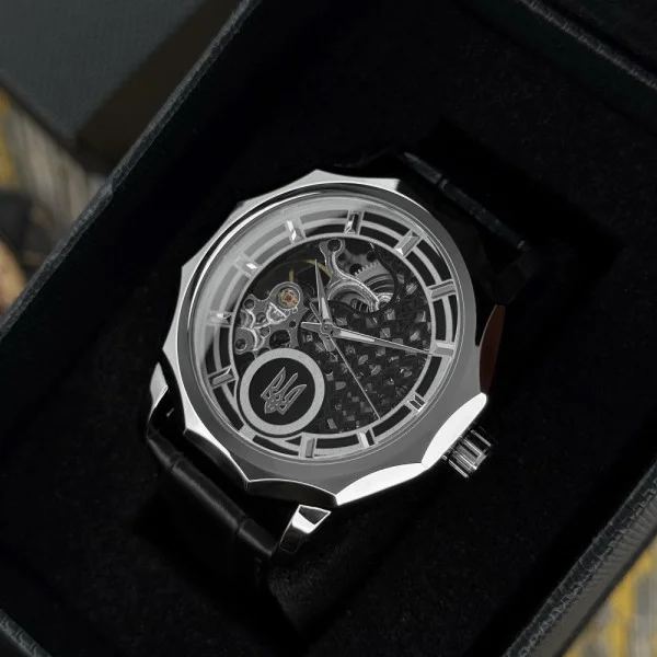 Класичний чоловічий годинник Awarder 024SI Тризуб срібло Silver фото 4
