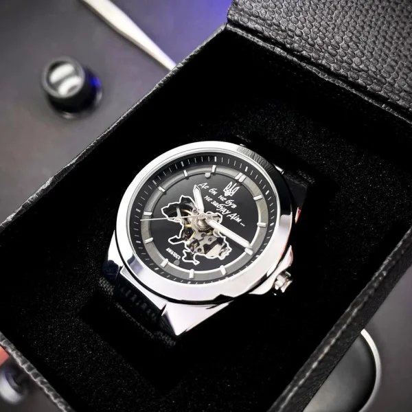 Чоловічий годинник Awarder 050 Де би не був Silver-Black, шкіряний ремінець фото 7