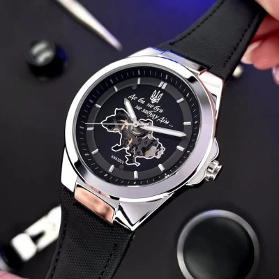 Чоловічий годинник Awarder 050 Де би не був Silver-Black, шкіряний ремінець