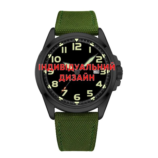 Классические мужские часы Awarder 040 Army Green-Black под Индивидуальный дизайн, водонепроницаемый, японский механизм фото 1