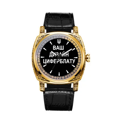 Классические мужские часы Awarder 021 Gold Leather с Индивидуальным дизайном, кожаный ремешок