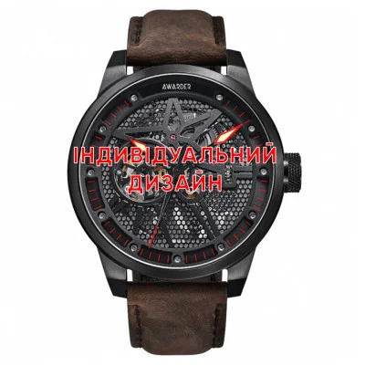 Класичний чоловічий годинник Awarder 058 Black-Red Leather під Індивідуальний дизайн, водонепроникний, японський механізм