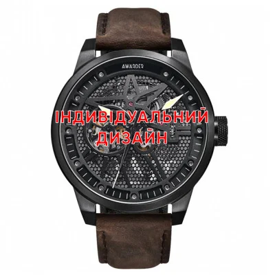 Класичний чоловічий годинник Awarder 058 Black-White Leather під Індивідуальний дизайн, водонепроникний, японський механізм