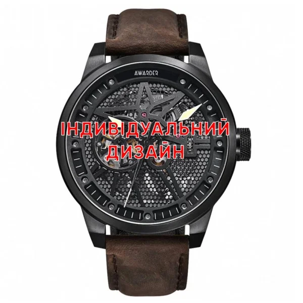 Класичний чоловічий годинник Awarder 058 Black-White Leather під Індивідуальний дизайн, водонепроникний, японський механізм фото 1