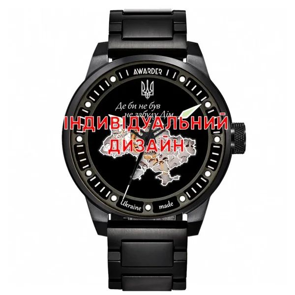 Класичний чоловічий годинник Awarder 058 Black-White Steel під Індивідуальний дизайн, водонепроникний, японський механізм фото 1