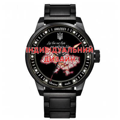 Класичний чоловічий годинник Awarder 058 Black-Red Steel під Індивідуальний дизайн, водонепроникний, японський механізм