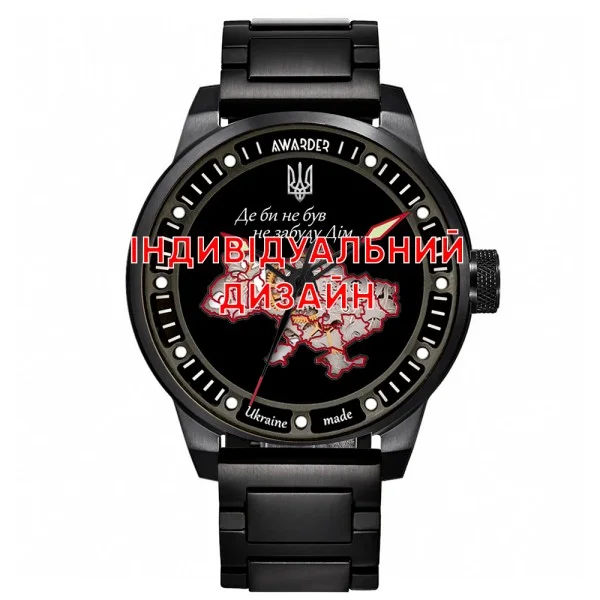 Класичний чоловічий годинник Awarder 058 Black-Red Steel під Індивідуальний дизайн, водонепроникний, японський механізм фото 1