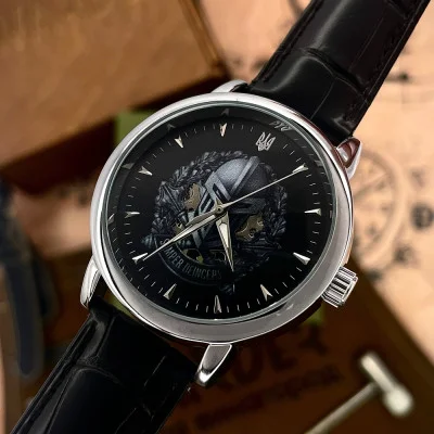 Класичний годинник Awarder 022 Silver Leather Automatic з Індивідуальним дизайном, шкіряний ремінець