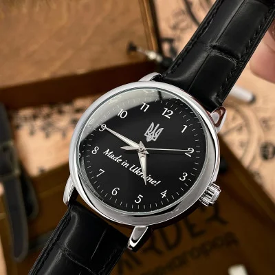 Класичний годинник Awarder 022 Silver Leather Automatic з Індивідуальним дизайном, шкіряний ремінець