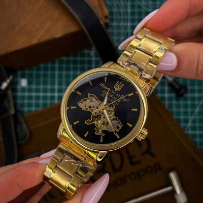 Класичний годинник Awarder 022 Gold Metall Automatic з Індивідуальним дизайном, металевий ремінець