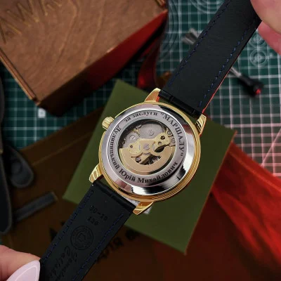 Класичний годинник Awarder 022 Gold Leather Automatic з Індивідуальним дизайном, шкіряний ремінець