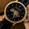 Классические часы Awarder 022 Gold Leather Automatic с Индивидуальным дизайном, кожаный ремешок фото 6