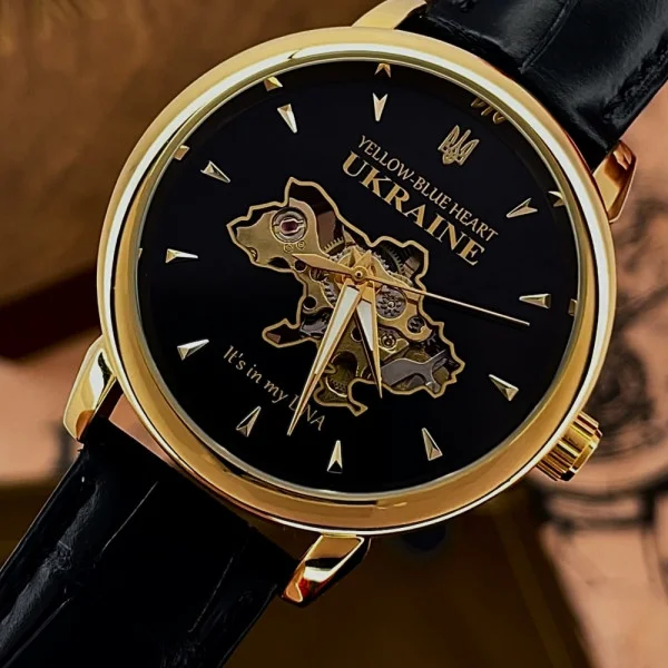 Классические часы Awarder 022 Gold Leather Automatic с Индивидуальным дизайном, кожаный ремешок фото 6