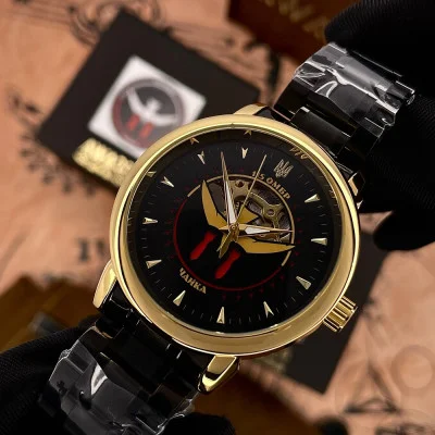 Класичний годинник Awarder 022 Gold Leather Automatic з Індивідуальним дизайном, шкіряний ремінець