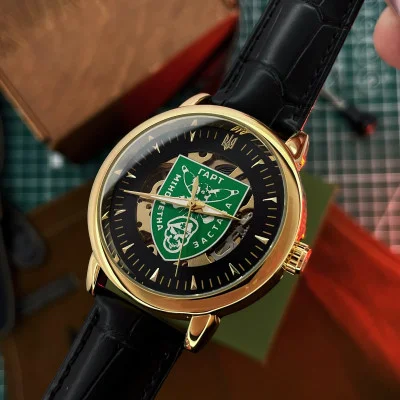 Класичний годинник Awarder 022 Gold Leather Automatic з Індивідуальним дизайном, шкіряний ремінець