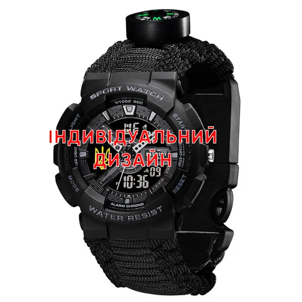 Тактичний годинник Awarder 005P Black BK з Індивідуальним дизайном, водозахищений, будильник, підсвітка фото 1