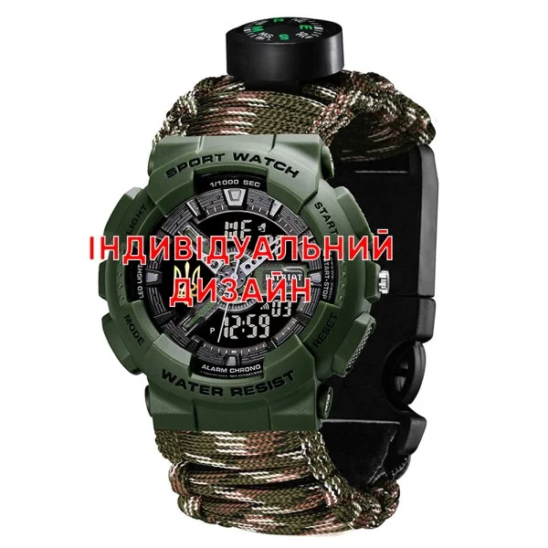 Тактичний годинник Awarder 005P Army Green CG з Індивідуальним дизайном, водозахищений, будильник, підсвітка фото 1
