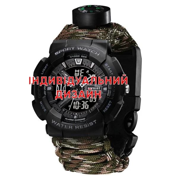 Тактичний годинник Awarder 005P Black CG з Індивідуальним дизайном, водозахищений, будильник, підсвітка фото 1