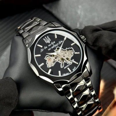 Классические часы Awarder 024 Не Забуду Black Steel Automatics с Индивидуальным дизайном, стальной ремешок