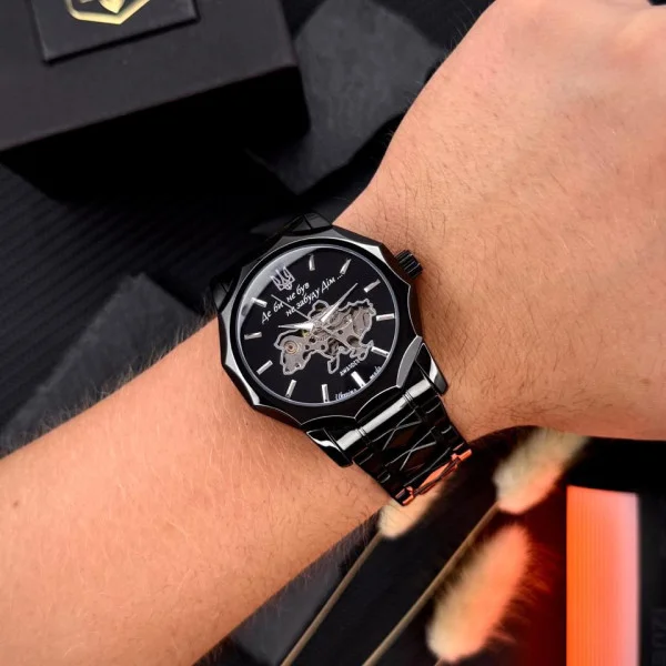 Класичний годинник Awarder 024 Не Забуду Black Steel Automatics з Індивідуальним дизайном, сталевий ремінець фото 7