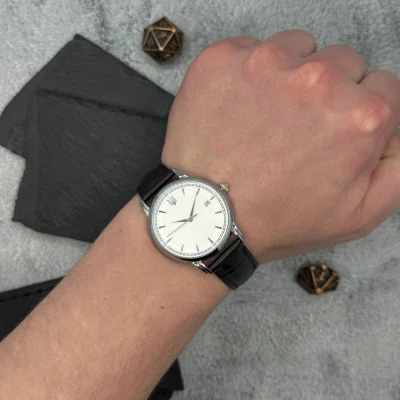 Класичний чоловічий годинник Awarder 020 Тризуб cрібло Silver-White, шкіряний ремінець, японський механізм
