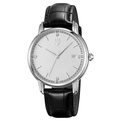 Классические женские часы Awarder 020 Тризуб срібло Silver-White Lady, кожаный ремешок, японский механизм