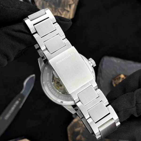 Класичний чоловічий годинник Awarder 058 Де би не був Silver-Black Steel, водонепроникний, японський механізм фото 9