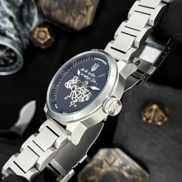 Класичний чоловічий годинник Awarder 058 Де би не був Silver-Black Steel, водонепроникний, японський механізм фото 6