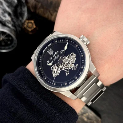 Классические мужские часы Awarder 058 Де би не був Silver-Black Steel, водонепроницаемый, японский механизм