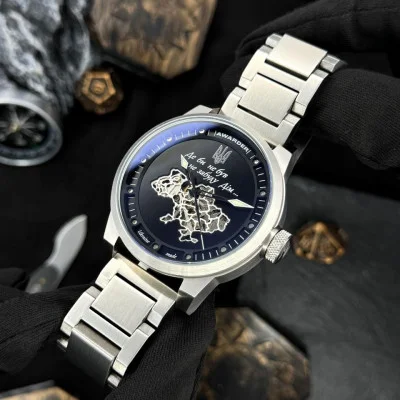 Классические мужские часы Awarder 058 Де би не був Silver-Black Steel, водонепроницаемый, японский механизм