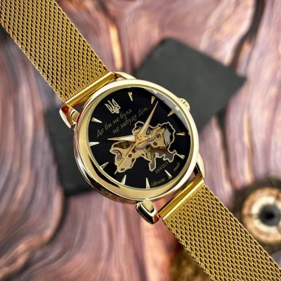 Класичний жіночий годинник Awarder 028-3D Де би не була Gold-Black