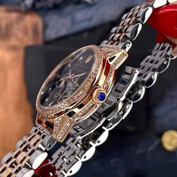 Класичний жіночий годинник Awarder 049 Де би не була Silver-Gold-Black, водонепроникний фото 8