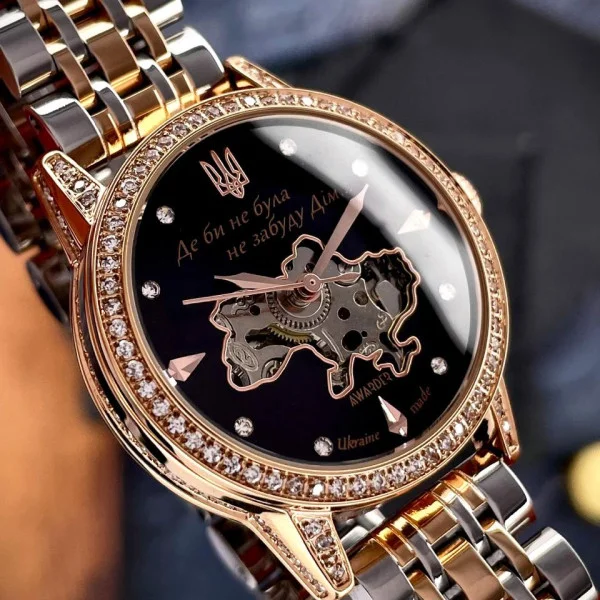 Класичний жіночий годинник Awarder 049 Де би не була Silver-Gold-Black, водонепроникний фото 6