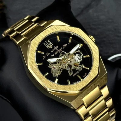 Классические часы Awarder 026-3D Де би не був Gold-Black, стальной ремешок
