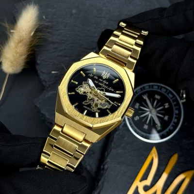 Класичний годинник Awarder 026-3D Де би не був Gold-Black, сталевий ремінець
