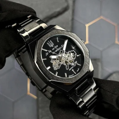Классические часы Awarder 026-3D Де би не був Black-Silver под Индивидуальный дизайн, стальной ремешок