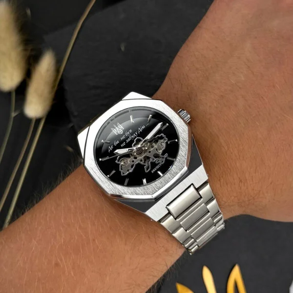 Класичний чоловічий годинник Awarder 026-3D Де би не був Silver-Black під Індивідуальний дизайн, водонепроникний фото 8