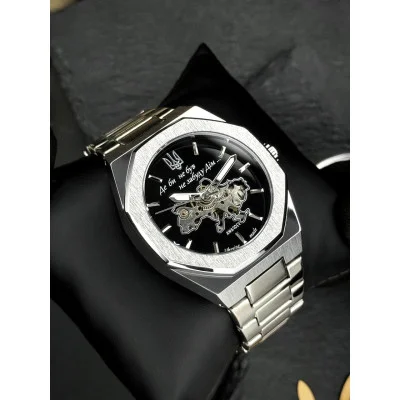 Класичний чоловічий годинник Awarder 026-3D Де би не був Silver-Black під Індивідуальний дизайн, водонепроникний