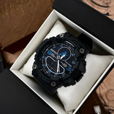 Тактичний годинник Awarder 001 Black-Blue під Індивідуальний дизайн, водонепроникний, будильник