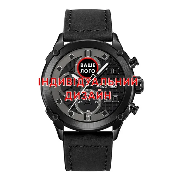 Класичний чоловічий годинник Awarder 016 All Black під Індивідуальний дизайн, водонепроникний фото 1