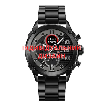 Классические мужские часы Awarder 016 Black-Black-Steel под Индивидуальный дизайн, водонепроницаемый